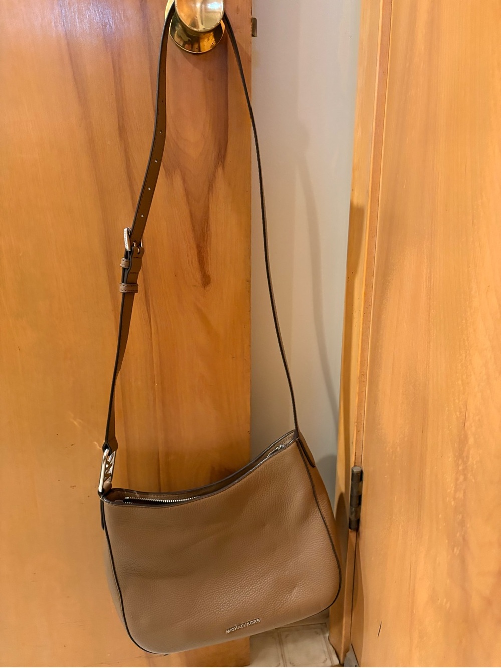 Michael Kors Brown Pebbled Leather Shoulder Bag